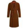 Hugo Boss Regular-fit Coat In A Wool Blend In Brown
