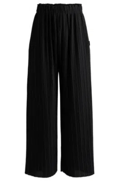 Hugo Boss Regular-fit High-rise Trousers In Pliss Crepe In Black