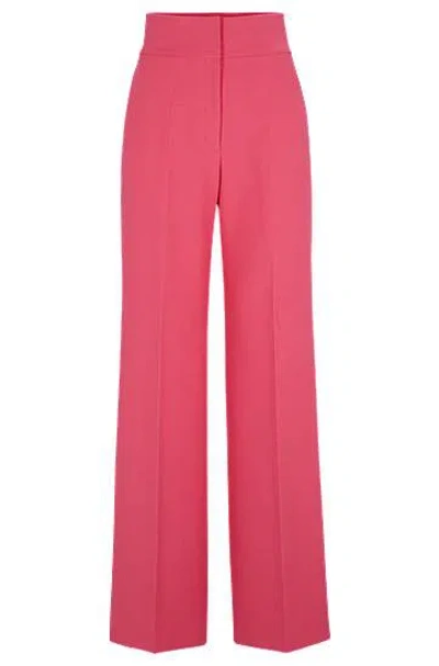 Hugo Boss Regular-fit High-waisted Trousers With Flared Leg In Pink