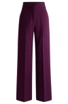 Hugo Boss Regular-fit High-waisted Trousers With Flared Leg In Purple