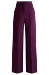 Hugo Boss Regular-fit High-waisted Trousers With Flared Leg In Purple