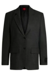 Hugo Boss Regular-fit Jacket In Melange Stretch Fabric In Dark Grey