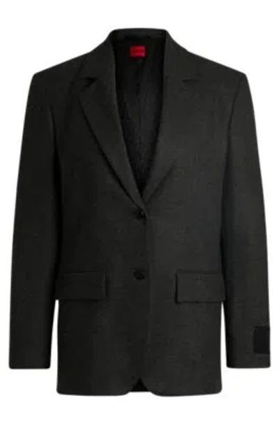Hugo Boss Regular-fit Jacket In Melange Stretch Fabric In Dark Grey