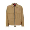 Hugo Boss Regular-fit Jacket In Ripstop Cotton With Signature Label In Beige