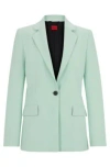 Hugo Boss Regular-fit Jacket In Stretch Material With Button Closure In Light Green