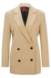 Hugo Boss Regular-fit Jacket With Double-breasted Closure In Light Beige
