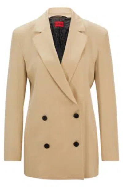 Hugo Boss Regular-fit Jacket With Double-breasted Closure In Light Beige