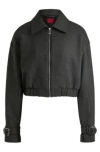 Hugo Boss Collared Jacket With Buckled Cuffs In Patterned