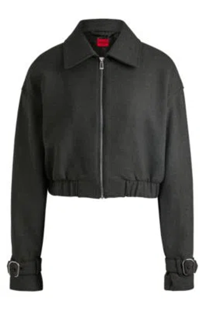 Hugo Boss Collared Jacket With Buckled Cuffs In Patterned