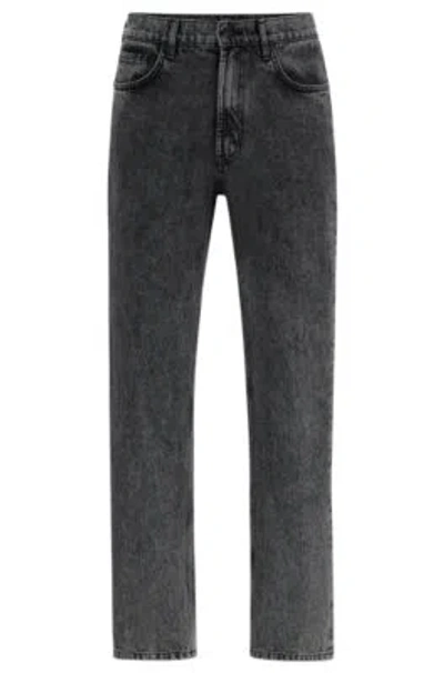 Hugo Regular-fit Regular-rise Jeans In Gray Denim In Dark Grey