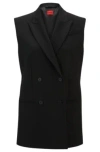 Hugo Boss Regular-fit Sleeveless Jacket With Double-breasted Front In Black