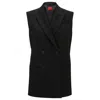 Hugo Boss Regular-fit Sleeveless Jacket With Double-breasted Front In Black