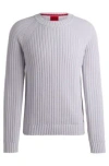 Hugo Boss Regular-fit Sweater In Ribbed Cotton In Light Purple