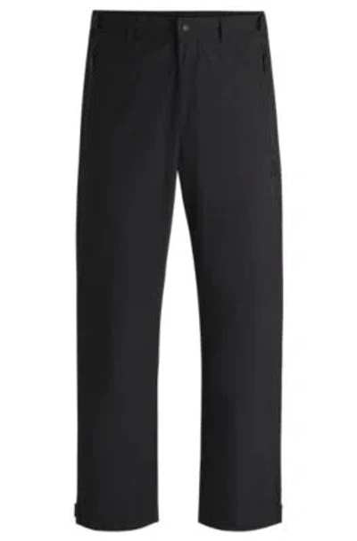 Hugo Boss Regular-fit Trousers In Water-repellent Fabric In Black