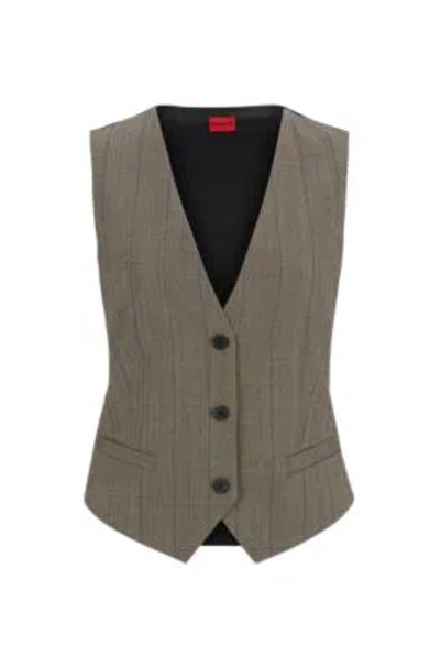 Hugo Regular-fit Waistcoat In Striped Cloth In Patterned