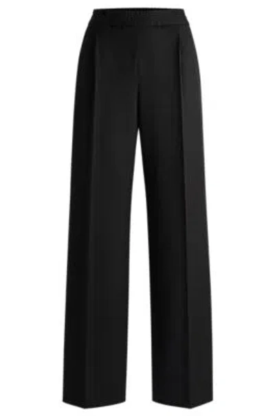 Hugo Relaxed-fit All-gender Trousers With Elasticated Waistband In Black