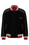 Hugo Boss Relaxed-fit Bomber Jacket With Sporty Logos In Black