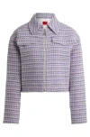 Hugo Boss Relaxed-fit Cropped Jacket In A Boucl Cotton Blend In Patterned