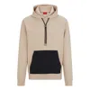 Hugo Boss Relaxed-fit Hoodie In Stretch Cotton With Contrast Pocket In Beige