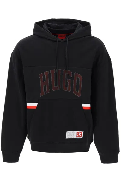 Hugo Boss Hugo Relaxed Fit Hoodie Sweatshirt With In Black