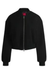 Hugo Boss Womens Hugo Waffle-texture Cropped Cotton-blend Jacket In Black