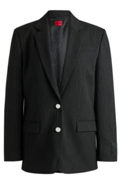 Hugo Boss Relaxed-fit Jacket With All-over Sparkle Pinstripe In Patterned