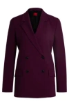 Hugo Boss Relaxed-fit Jacket With Double-breasted Closure In Purple