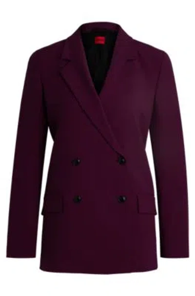 Hugo Boss Relaxed-fit Jacket With Double-breasted Closure In Purple