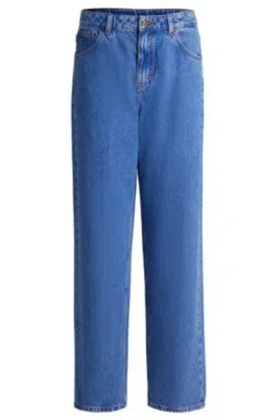 Hugo Boss Relaxed-fit Jeans In Blue Stonewashed Denim