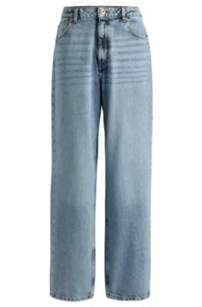 Hugo Boss Relaxed-fit Jeans In Bright-blue Cotton Denim