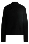 Hugo Relaxed-fit Mock-neck Sweater With Cut-out Detail In Black