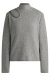 Hugo Boss Relaxed-fit Mock-neck Sweater With Cut-out Detail In Grey