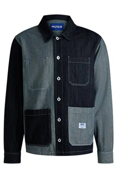 Hugo Boss Relaxed-fit Overshirt In Mixed Denims In Blue