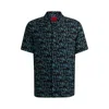 Hugo Boss Relaxed-fit Short-sleeved Shirt With Seasonal Print In Black