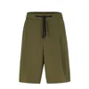 Hugo Boss Relaxed-fit Shorts In Structured Performance-stretch Fabric In Green
