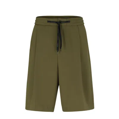 Hugo Boss Relaxed-fit Shorts In Structured Performance-stretch Fabric In Light Green