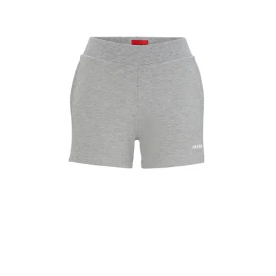 Hugo Relaxed-fit Shorts With Silicone-print Logo In Silver