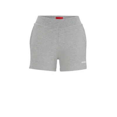 Hugo Boss Relaxed-fit Shorts With Silicone-printed Logo In Silver