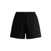 Hugo Boss Relaxed-fit Shorts With Silicone-printed Logo In Black