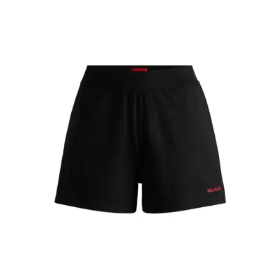 Hugo Boss Relaxed-fit Shorts With Silicone-printed Logo In Black