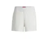 Hugo Boss Relaxed-fit Shorts With Silicone-print Logo In White