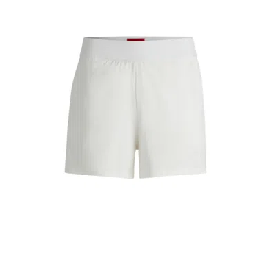 Hugo Boss Relaxed-fit Shorts With Silicone-print Logo In White