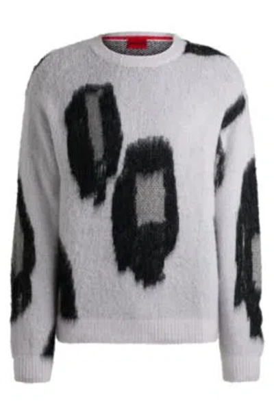 Hugo Boss Relaxed-fit Sweater With Jacquard Pattern And Crew Neck In Patterned