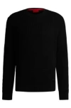 Hugo Boss Relaxed-fit Sweater With Knitted Structure And Crew Neckline In Black