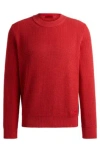 Hugo Relaxed-fit Sweater With Knitted Structure And Crew Neckline In Red