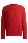 Hugo Boss Relaxed-fit Sweater With Knitted Structure And Crew Neckline In Red