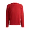 Hugo Boss Relaxed-fit Sweater With Knitted Structure And Crew Neckline In Red