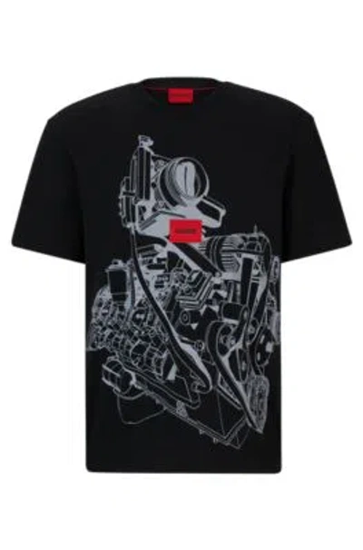 Hugo Relaxed-fit T-shirt In Cotton Jersey With Seasonal Artwork In Black