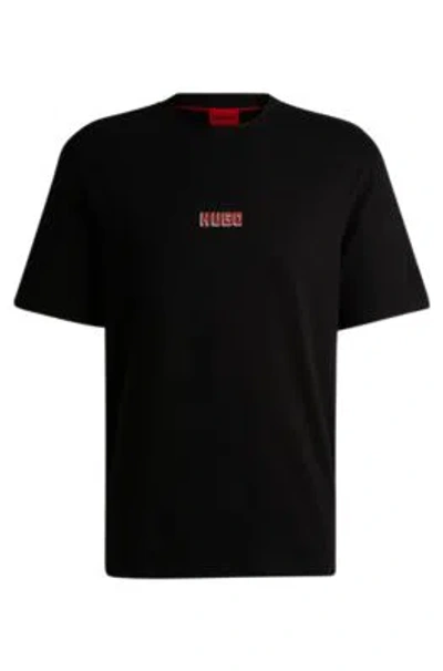 Hugo Relaxed-fit T-shirt In Cotton With Large Rear Logos In Black
