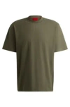 Hugo Boss Relaxed-fit T-shirt In Cotton With Logo Print In Khaki